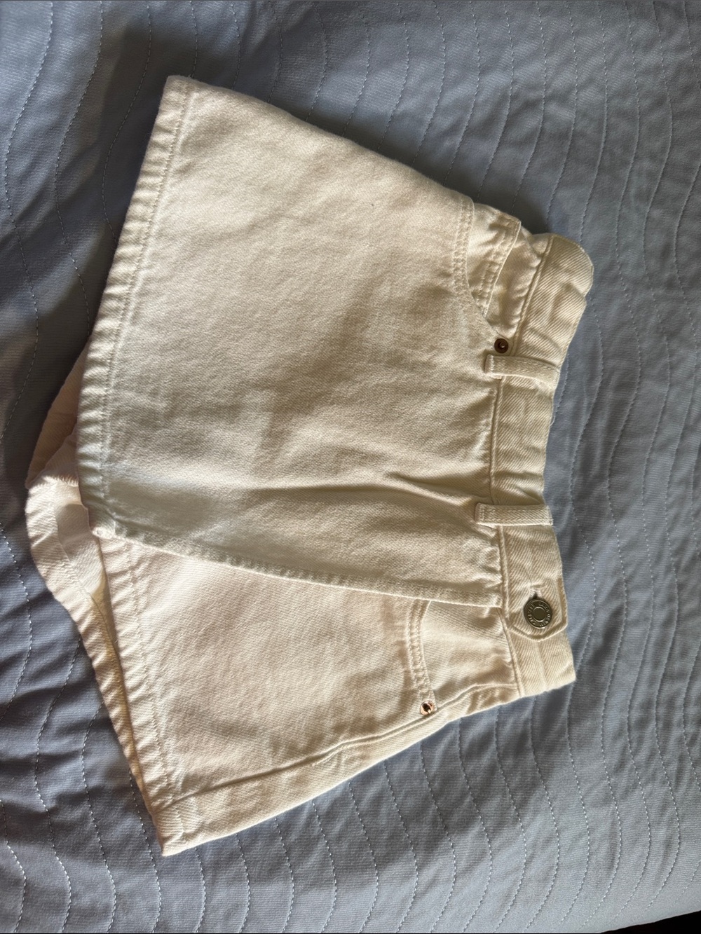 Zara Cream Denim High-Rise Shorts